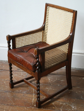 Child's Bergere Chair with Leather Cushion